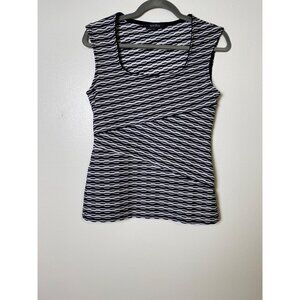 White House Black Market Sleeveless Top Size S Black and White Stretch Abstract